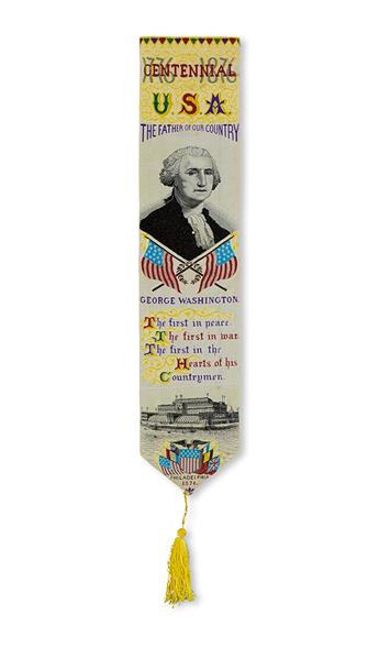 (WASHINGTON, GEORGE.) Pair of commemorative silk ribbons depicting Washington.